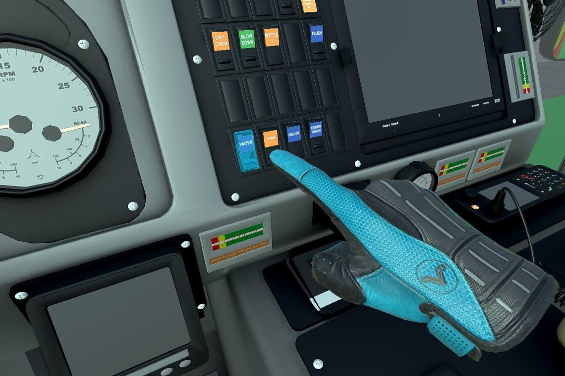 Case Study of Airport Rescue & Fire Fighting (ARFF) VR Simulation Training in Angkasapura II 18 ARFF Control Panel Hand Interaction